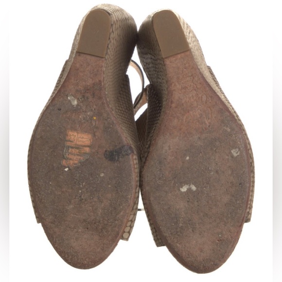 Joie Windsor Snakeskin Leather Wedge Open Toe Sandals Size 7.5 - Picture 5 of 5